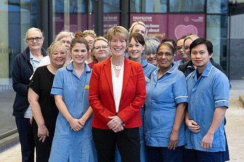 Pippa with health workers